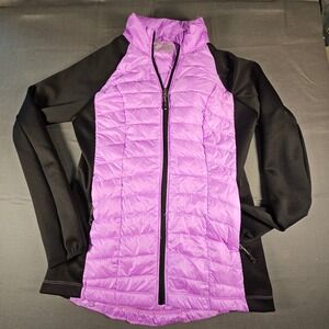 32 Degrees Weatherproof Womens Small Purple Black Hybrid Puffer Jacket Full Zip